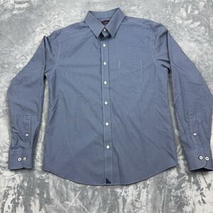 UNTUCKit Shirt Mens Sz M Cruz Slim Fit Wrinkle Free Navy Blue Mini Check Casual